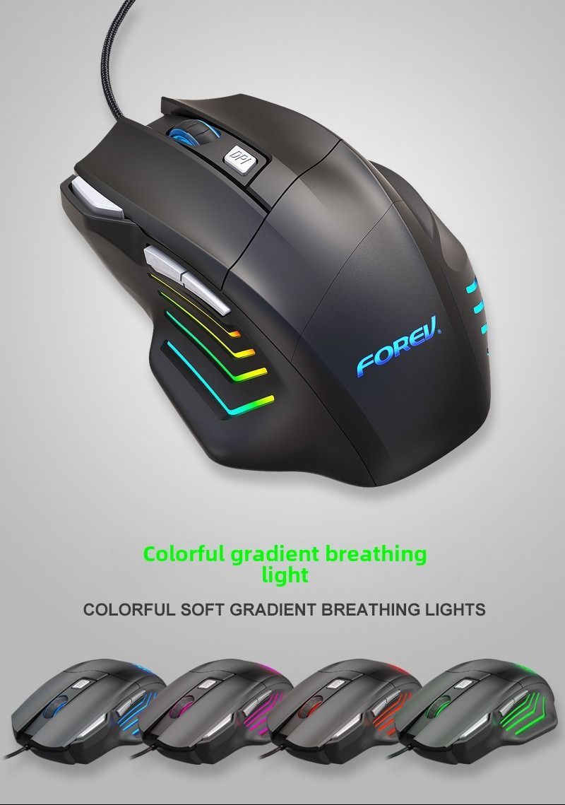 Wired Gaming Mouse FVX7 – 7 Button Ergonomic, Adjustable DPI, RGB Lighting for PC - Annabel's