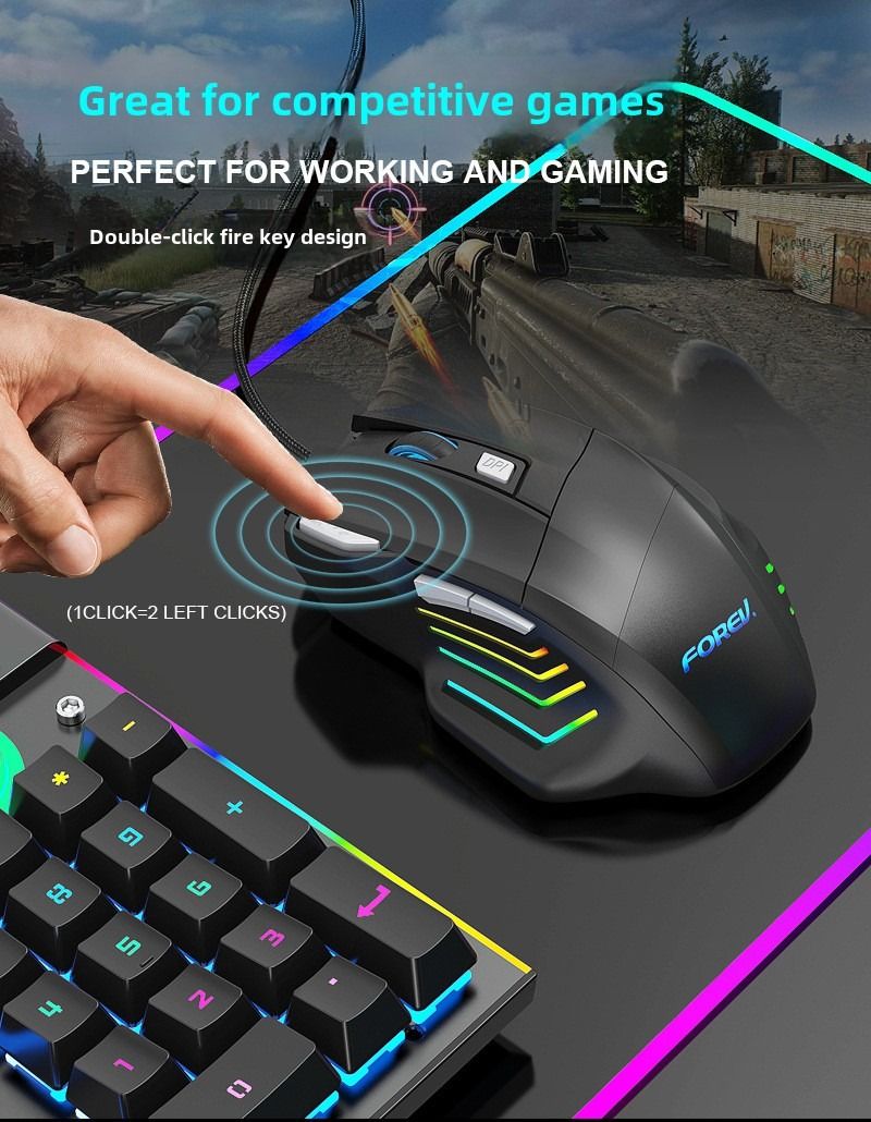 Wired Gaming Mouse FVX7 – 7 Button Ergonomic, Adjustable DPI, RGB Lighting for PC - Annabel's