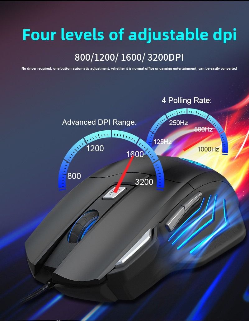 Wired Gaming Mouse FVX7 – 7 Button Ergonomic, Adjustable DPI, RGB Lighting for PC - Annabel's